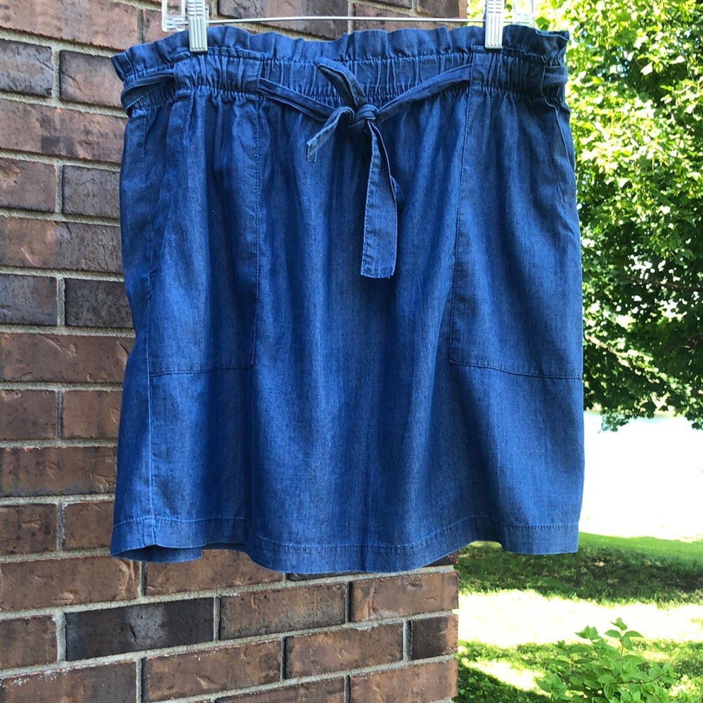 Blue Chambray Tie-Waist Skirt